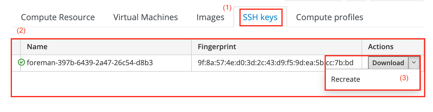 EC2 SSH keys tab
