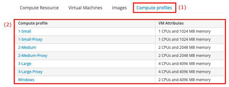 VMware compute profiles tab