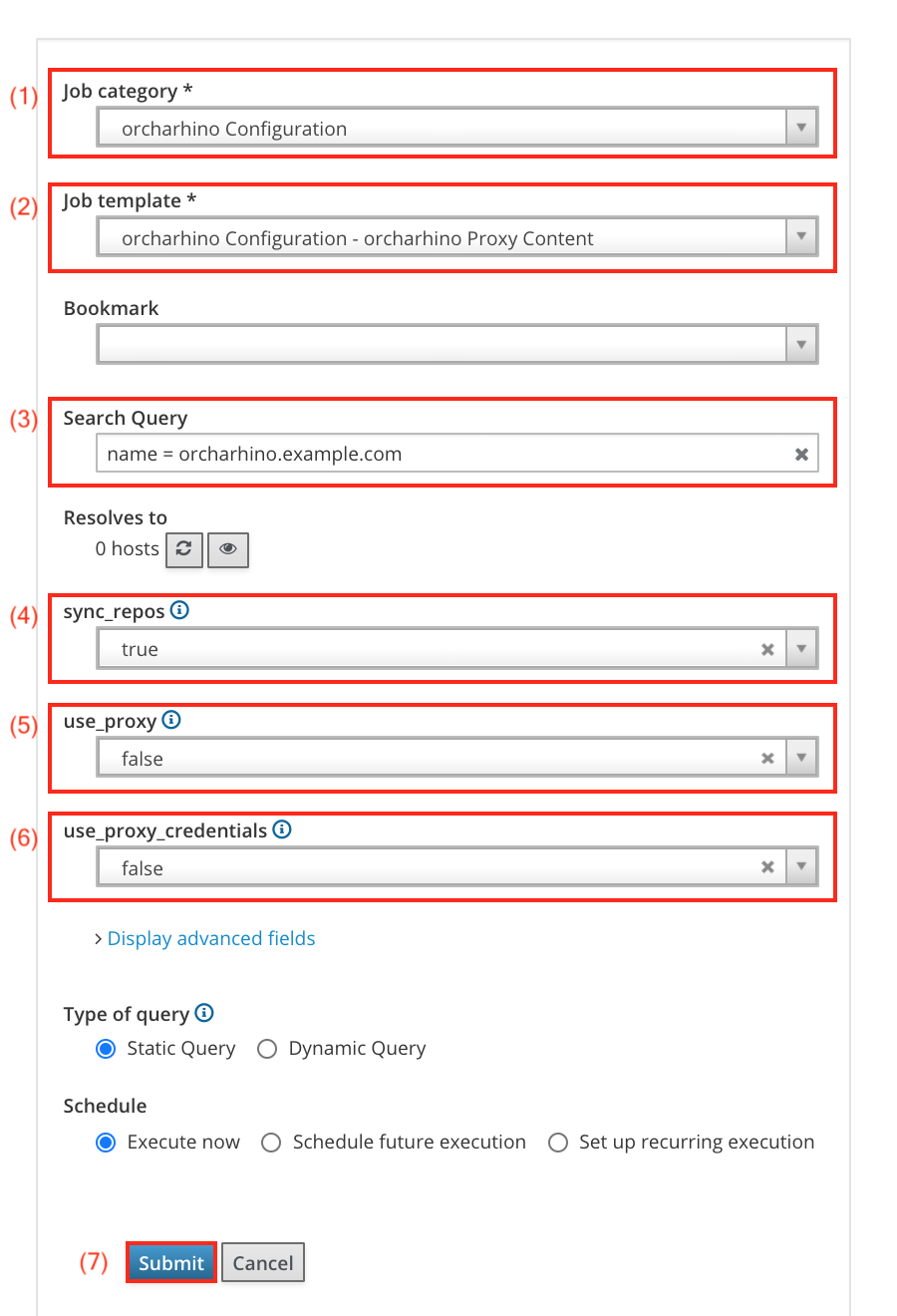 Sync content required for orcharhino Proxy using a job template