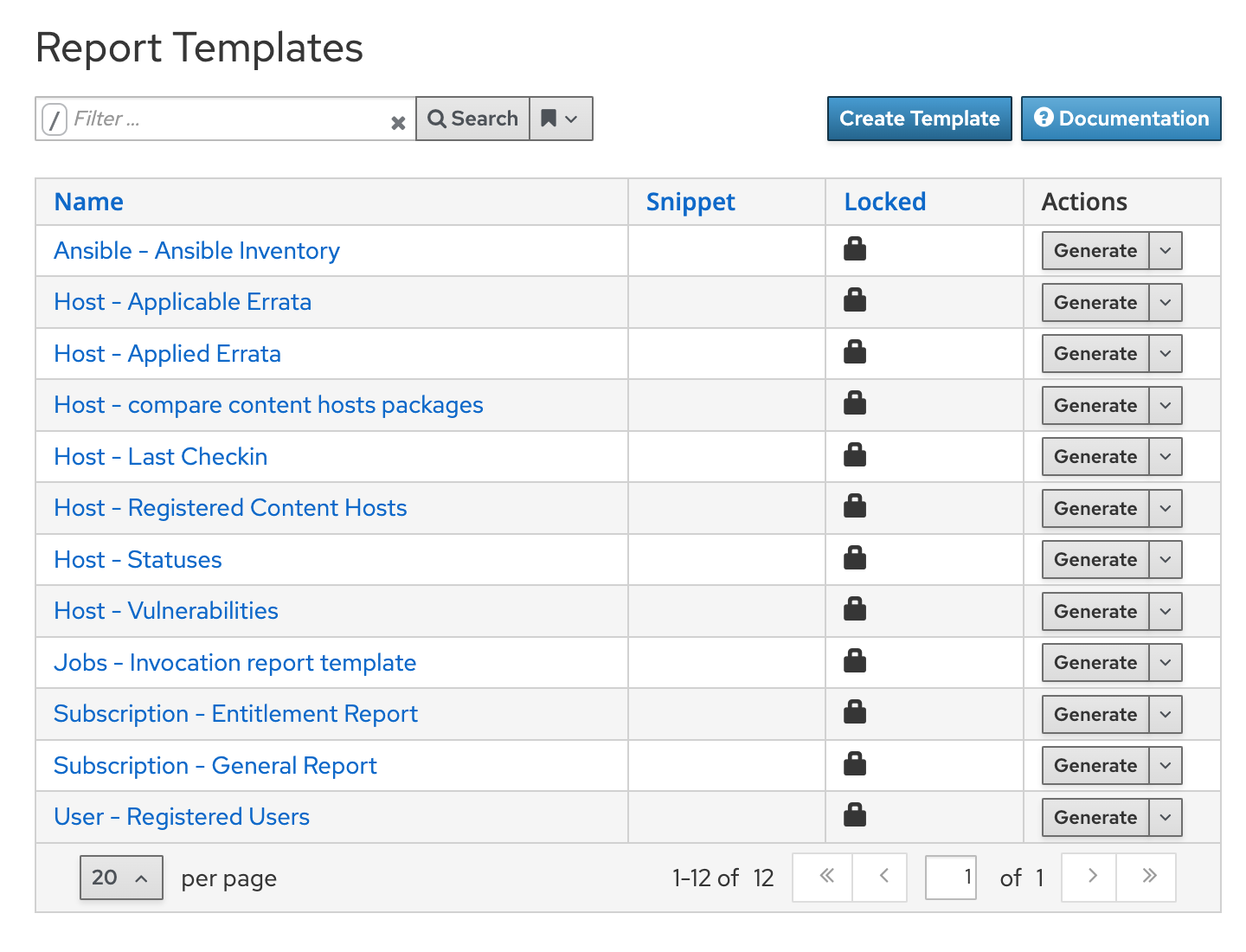 Report templates in orcharhino management UI
